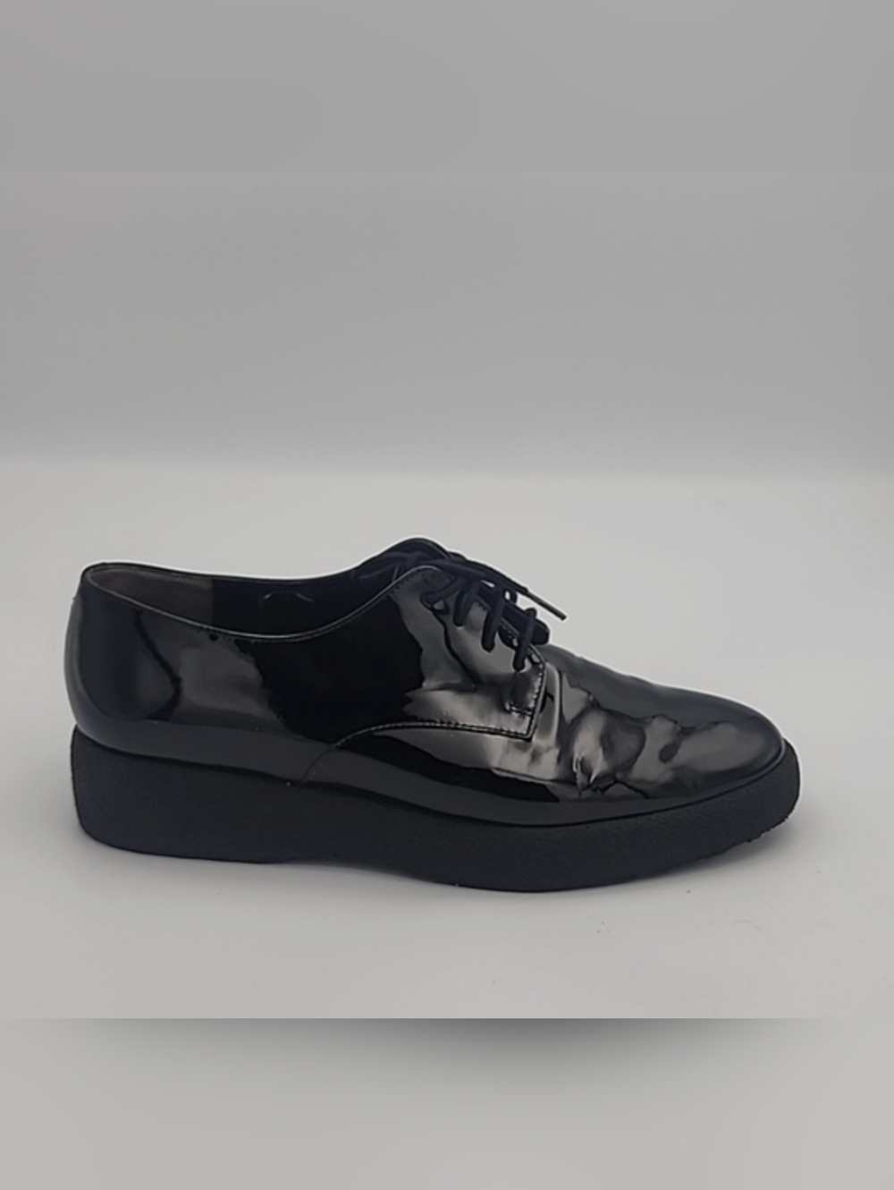ROBERT CLERGERIE Black Patent Leather Platform Oxfords, size 37
